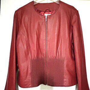 StoneBridge Signature red leather jacket in XL